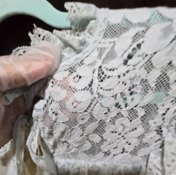 LoveShackFancy Bellini Elegant Lace-Trimmed Dress in Light Blue Size: Medium - Picture 4 of 7